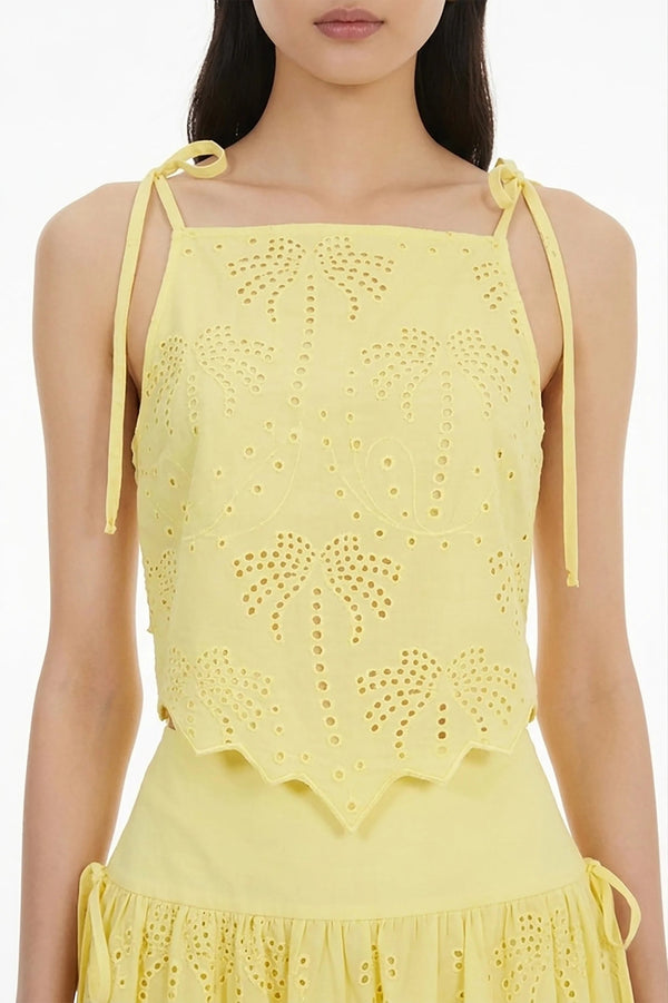 Ella Tropical Eyelet Top - Reina Diaz