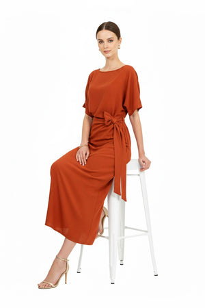 Elle Tie Midi Vestido - Reina Diaz