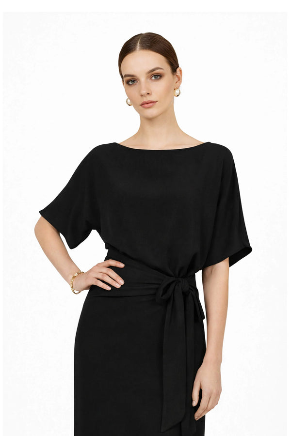 Elle Tie Midi Vestido - Reina Diaz