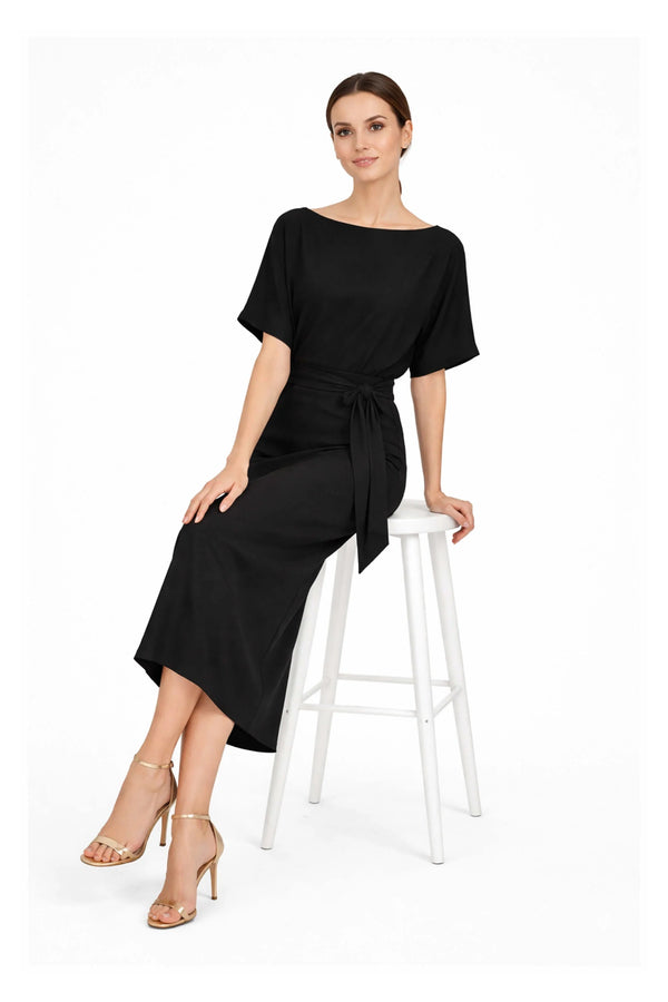 Elle Tie Midi Vestido - Reina Diaz