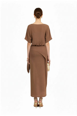 Elle Tie Midi Vestido - Reina Diaz