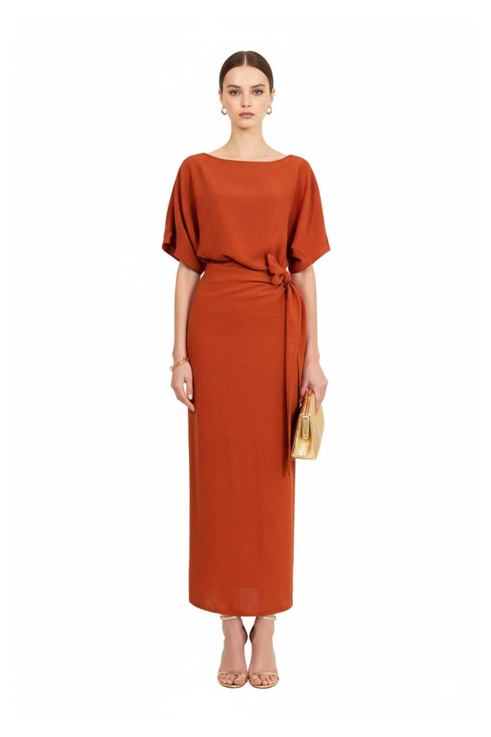 Elle Tie Midi Vestido - Reina Diaz