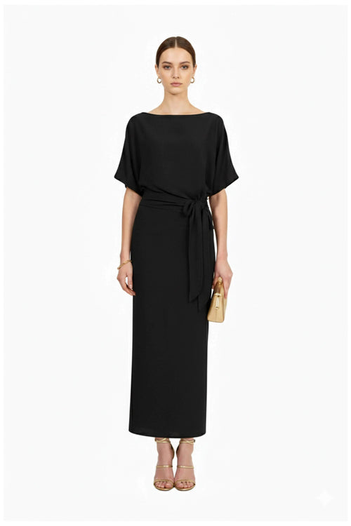 Elle Tie Midi Vestido - Reina Diaz