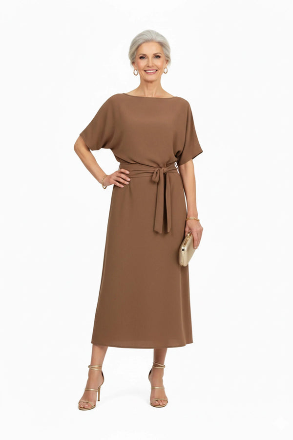 Elle Tie Midi Vestido - Reina Diaz