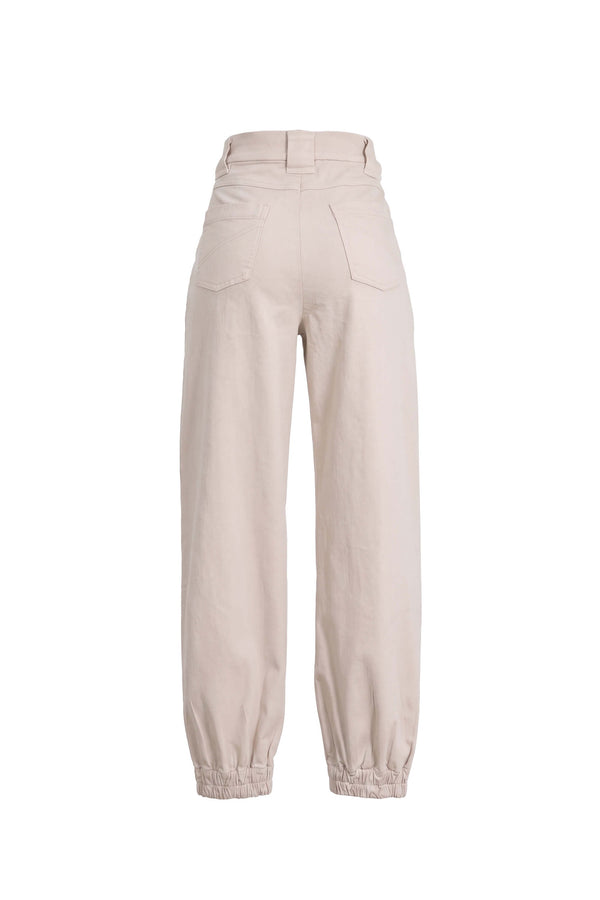 Emma Elastic-Cuff High-Waisted Pantalón 731146 BEI - Reina Diaz