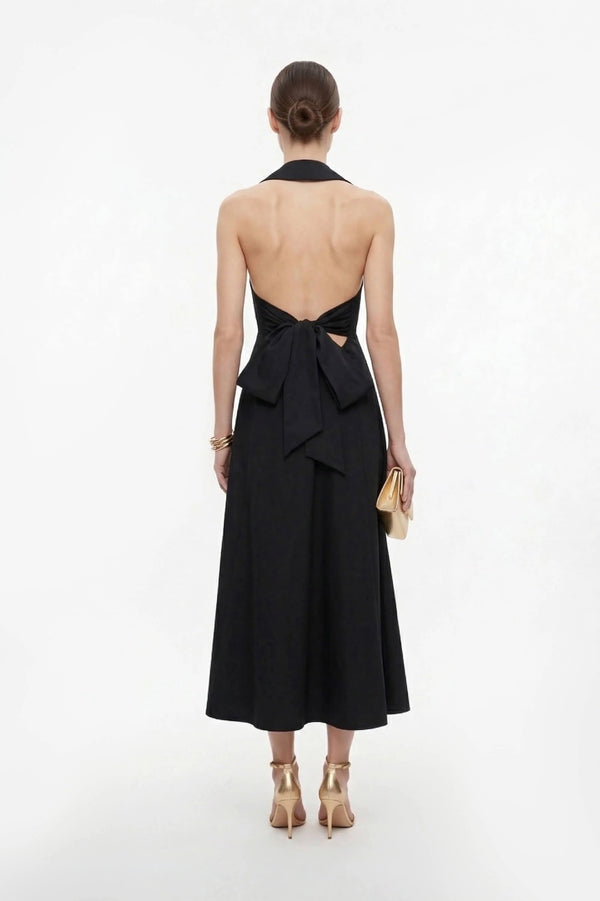 Estefanía Halter Lapel Maxi Vestido - Reina Diaz