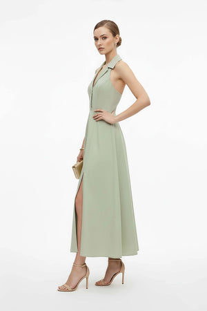 Estefanía Halter Lapel Maxi Vestido - Reina Diaz