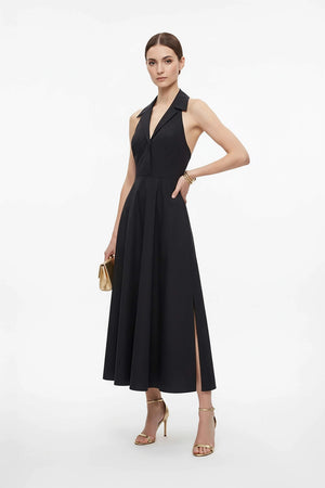 Estefanía Halter Lapel Maxi Vestido - Reina Diaz