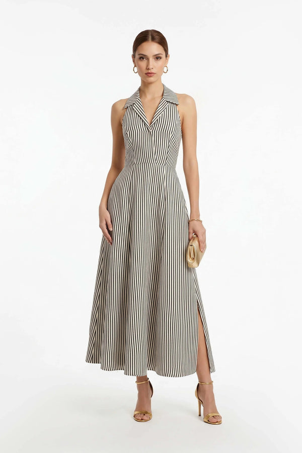 Estefanía Halter Lapel Maxi Vestido - Reina Diaz