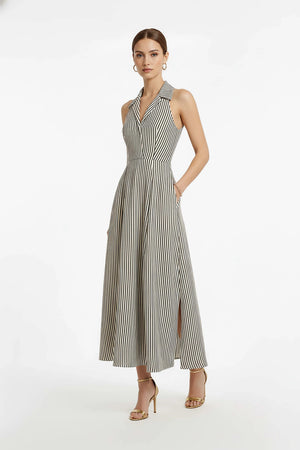 Estefanía Halter Lapel Maxi Vestido - Reina Diaz