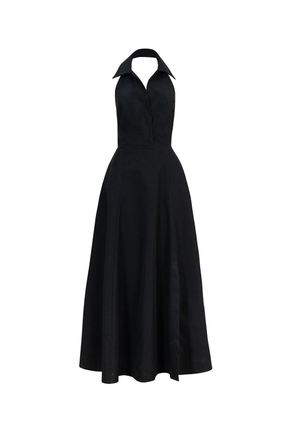 Estefanía Halter Lapel Maxi Vestido - Reina Diaz