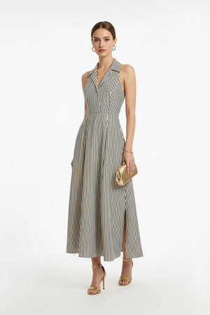 Estefanía Halter Lapel Maxi Vestido - Reina Diaz