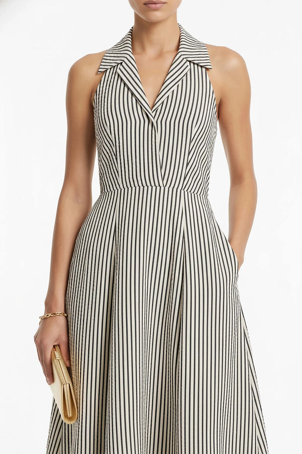 Estefanía Halter Lapel Maxi Vestido - Reina Diaz