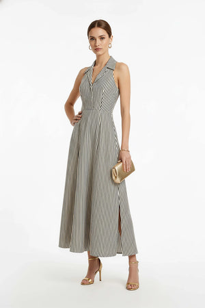 Estefanía Halter Lapel Maxi Vestido - Reina Diaz