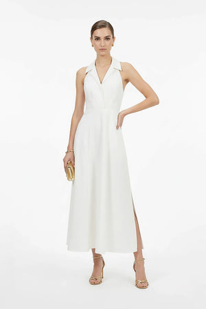 Estefanía Halter Lapel Maxi Vestido - Reina Diaz