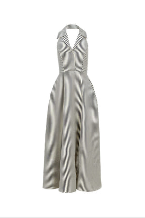 Estefanía Halter Lapel Maxi Vestido - Reina Diaz