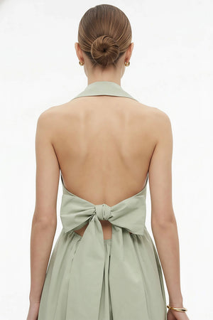 Estefanía Halter Lapel Maxi Vestido - Reina Diaz