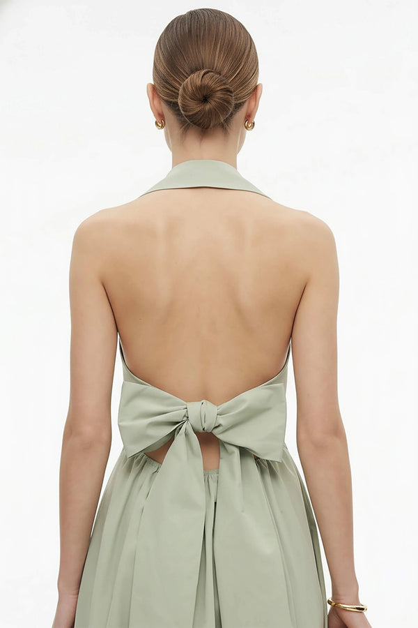 Estefanía Halter Lapel Maxi Vestido - Reina Diaz