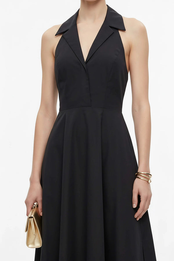 Estefanía Halter Lapel Maxi Vestido - Reina Diaz