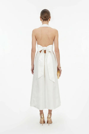 Estefanía Halter Lapel Maxi Vestido - Reina Diaz