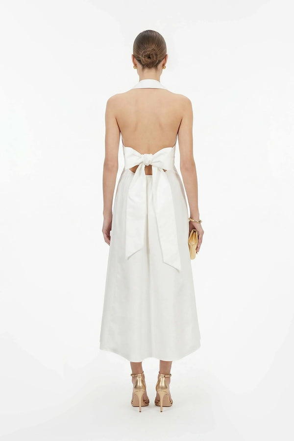 Estefanía Halter Lapel Maxi Vestido - Reina Diaz