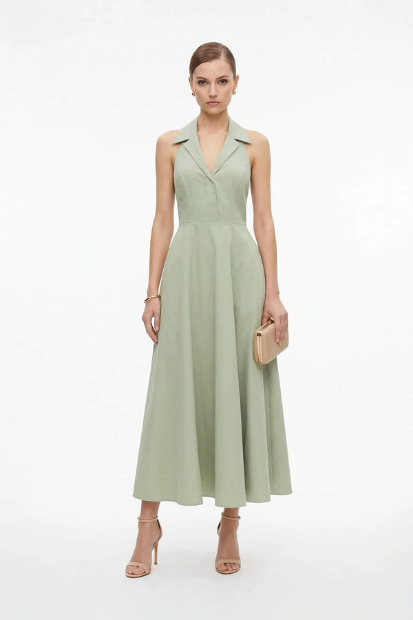 Estefanía Halter Lapel Maxi Vestido - Reina Diaz