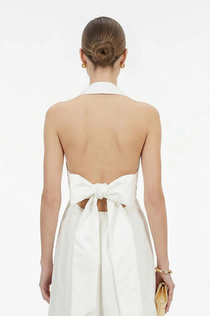 Estefanía Halter Lapel Maxi Vestido - Reina Diaz