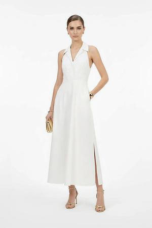 Estefanía Halter Lapel Maxi Vestido - Reina Diaz