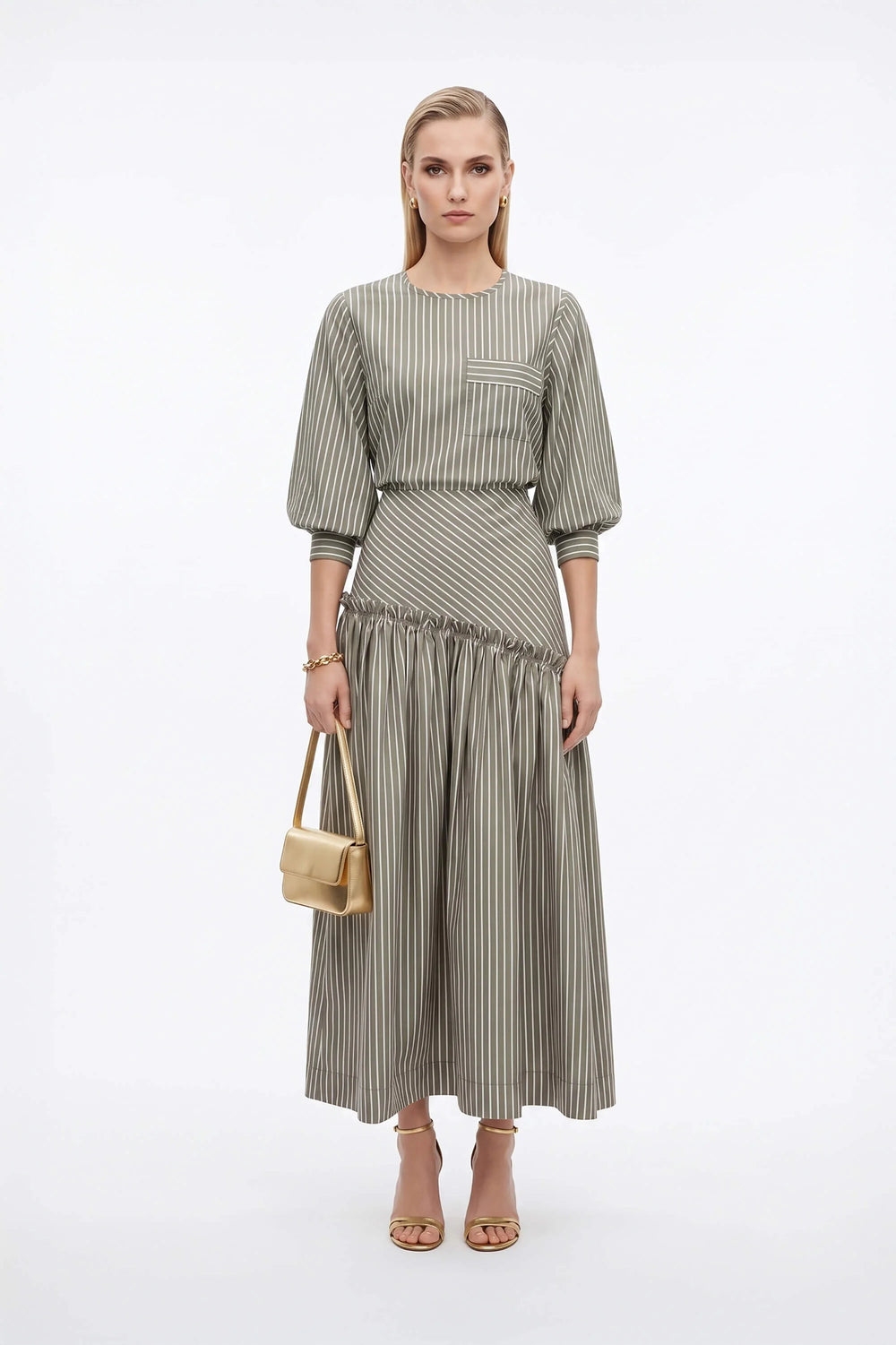 Estocolmo Asymmetric Layered Tech Midi Skirt - Reina Diaz