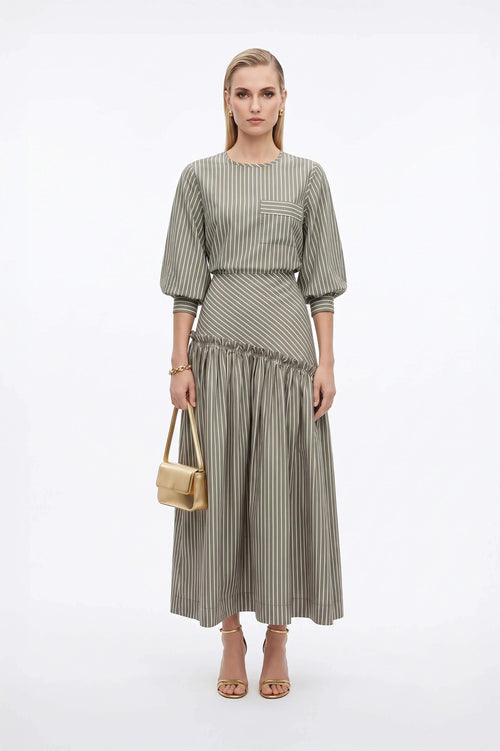 Estocolmo Asymmetric Layered Tech Midi Skirt - Reina Diaz