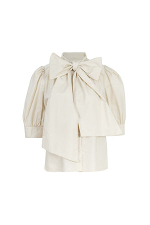 Federica Bow-Neck Gathered-Back Blusa 752943 - Reina Diaz