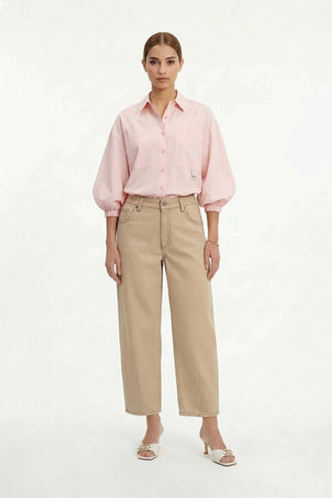 Flavia Puff Sleeve Button - Down Blusa - Reina Diaz