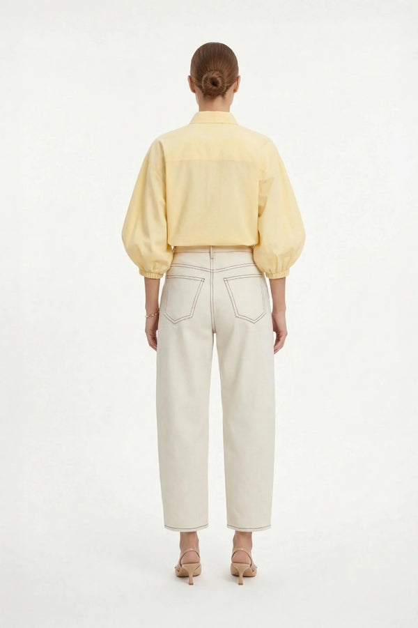 Flavia Puff Sleeve Button - Down Blusa - Reina Diaz