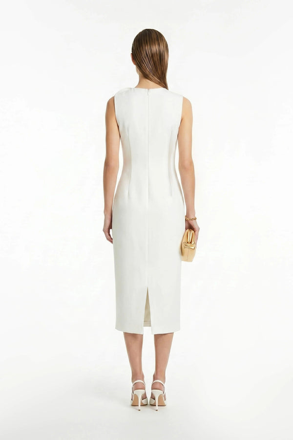 Gabriela Floral - Detail Sheath Midi Vestido - Reina Diaz