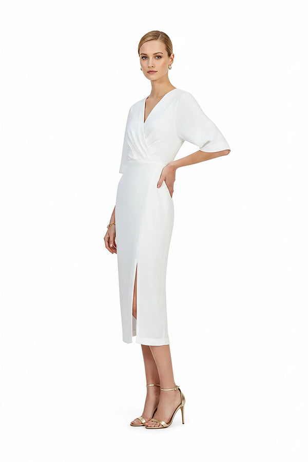Gabriella V - Neck Midi Vestido - Reina Diaz