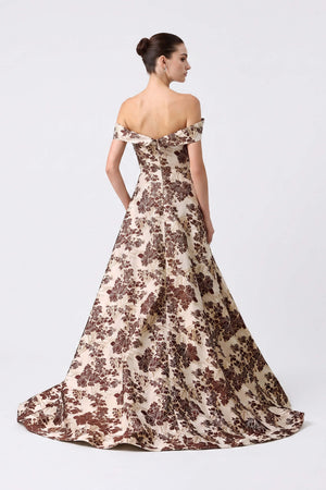 Gala Bardot Flower-Print Maxi Vestido 421471 PRT - Reina Diaz