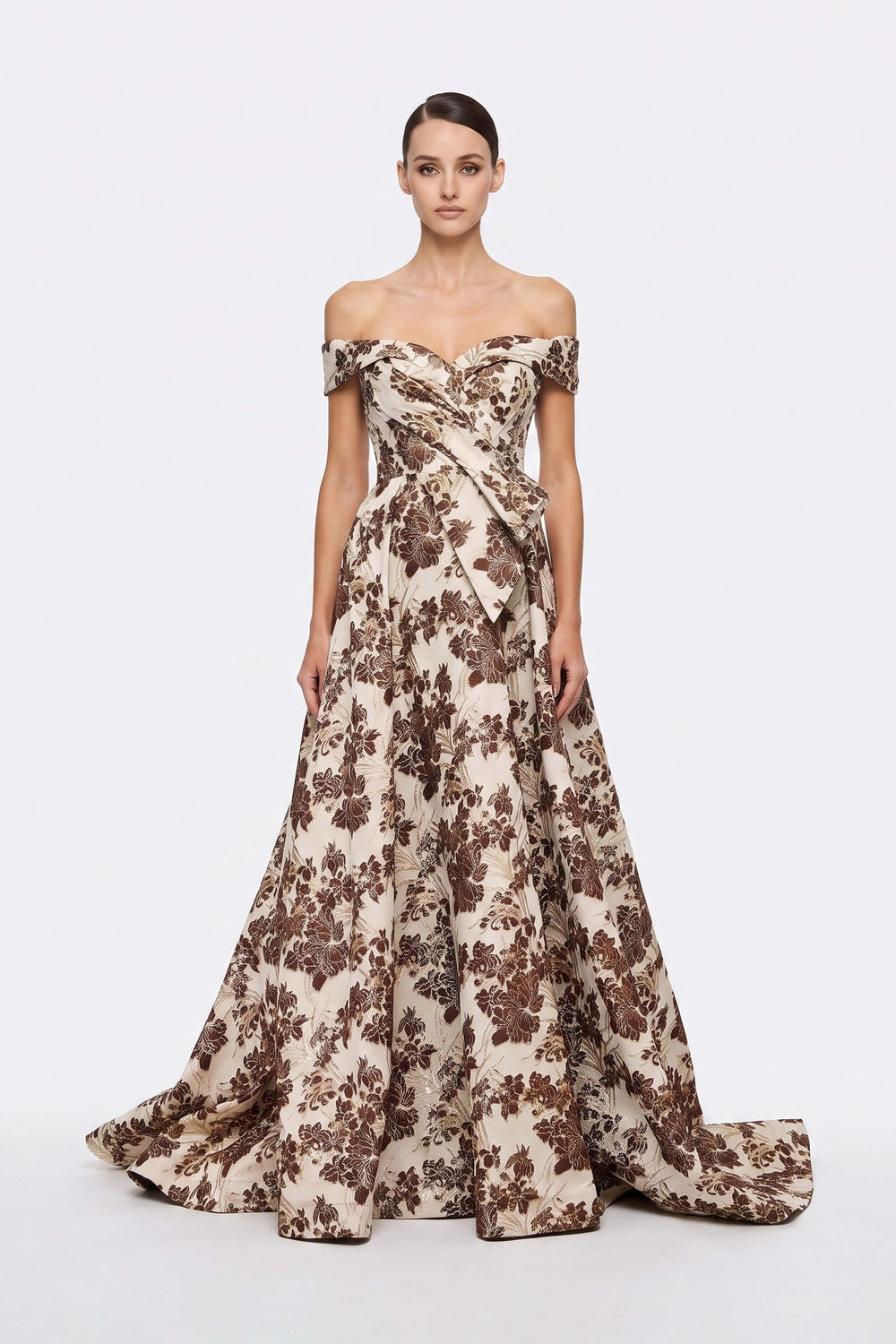 Gala Bardot Flower-Print Maxi Vestido 421471 PRT - Reina Diaz