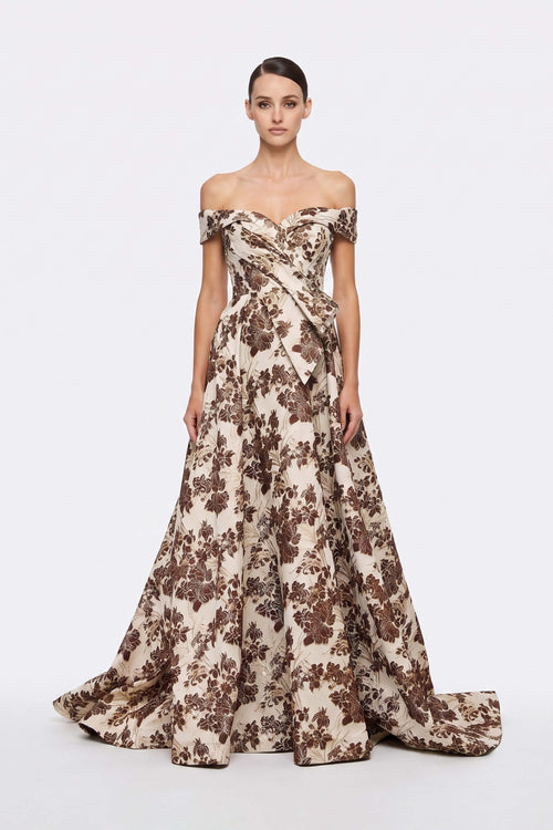 Gala Bardot Flower-Print Maxi Vestido 421471 PRT - Reina Diaz