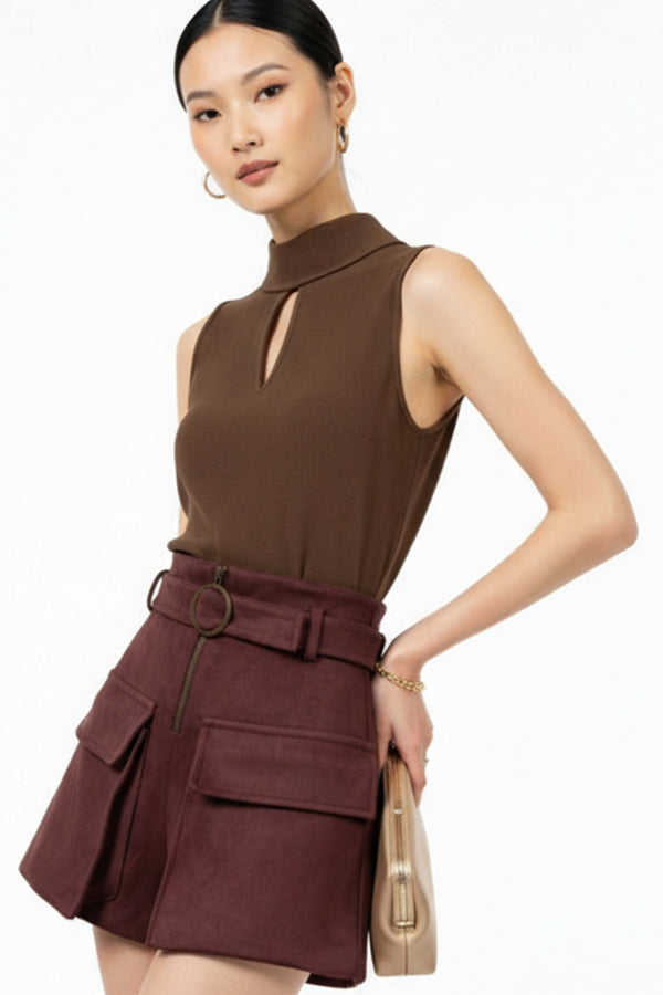 Gala Belted Flap Pocket High-Waist Shorts 731107 CIR - Reina Diaz