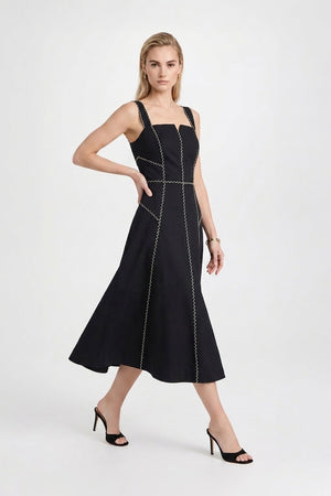 Gala Contrast Stitch Midi Dress - Reina Diaz