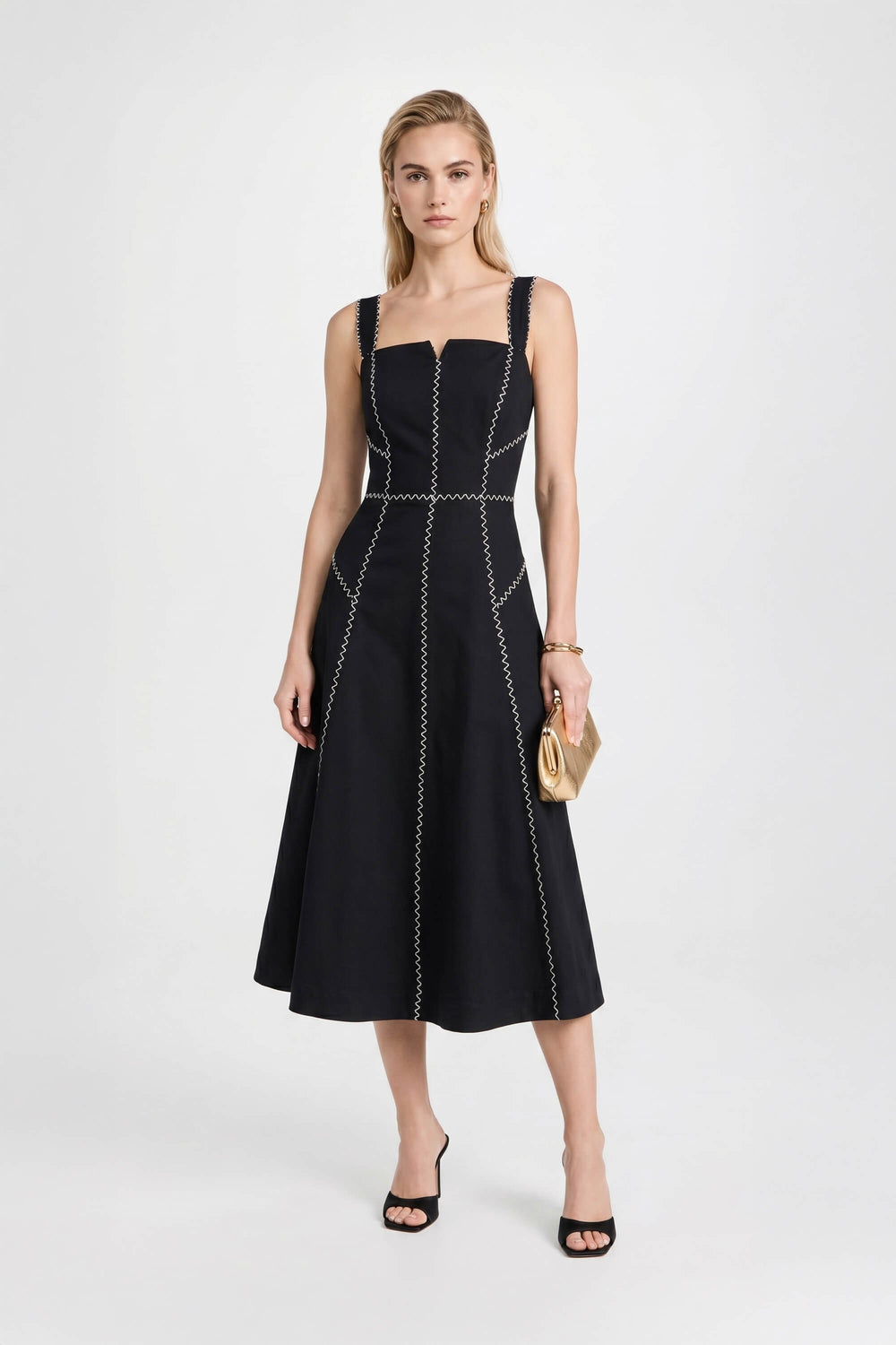 Gala Contrast Stitch Midi Dress - Reina Diaz