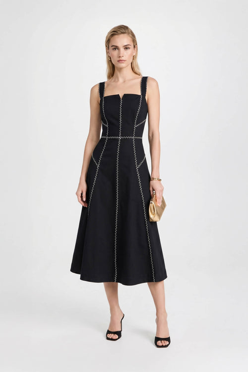 Gala Contrast Stitch Midi Dress - Reina Diaz