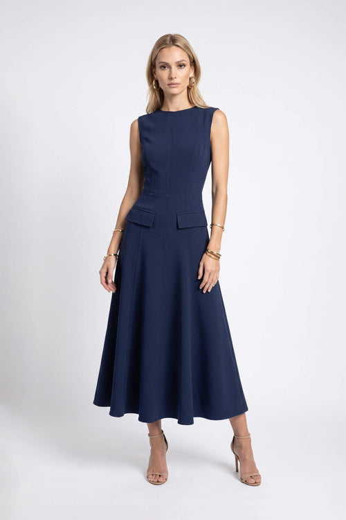 Gala Flap Pocket Midi Vestido 526304 MAR - Reina Diaz
