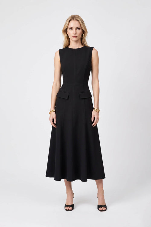 Gala Flap Pocket Midi Vestido 526304 NEG - Reina Diaz