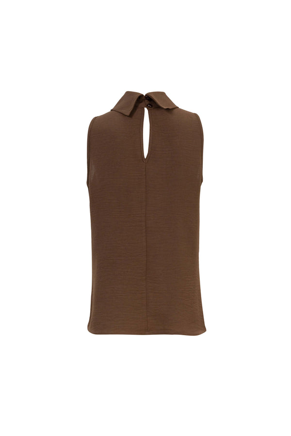 Gala High-Neck Keyhole Sleeveless Blusa 553150 CAF - Reina Diaz