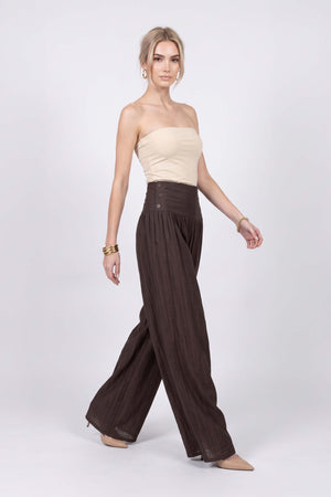 Gala High-Waist Button Wide-Leg Pantalón 731179 CHO - Reina Diaz