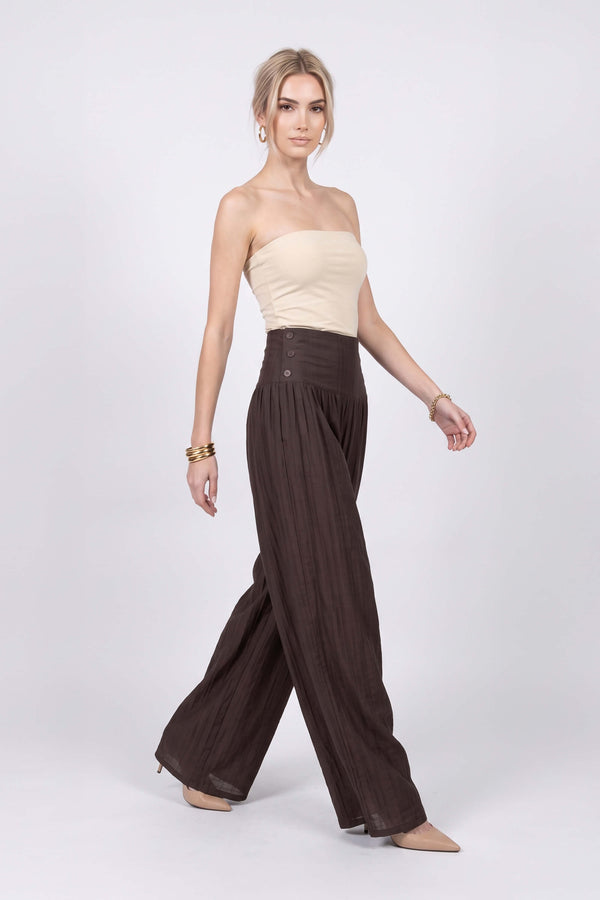 Gala High-Waist Button Wide-Leg Pantalón 731179 CHO - Reina Diaz