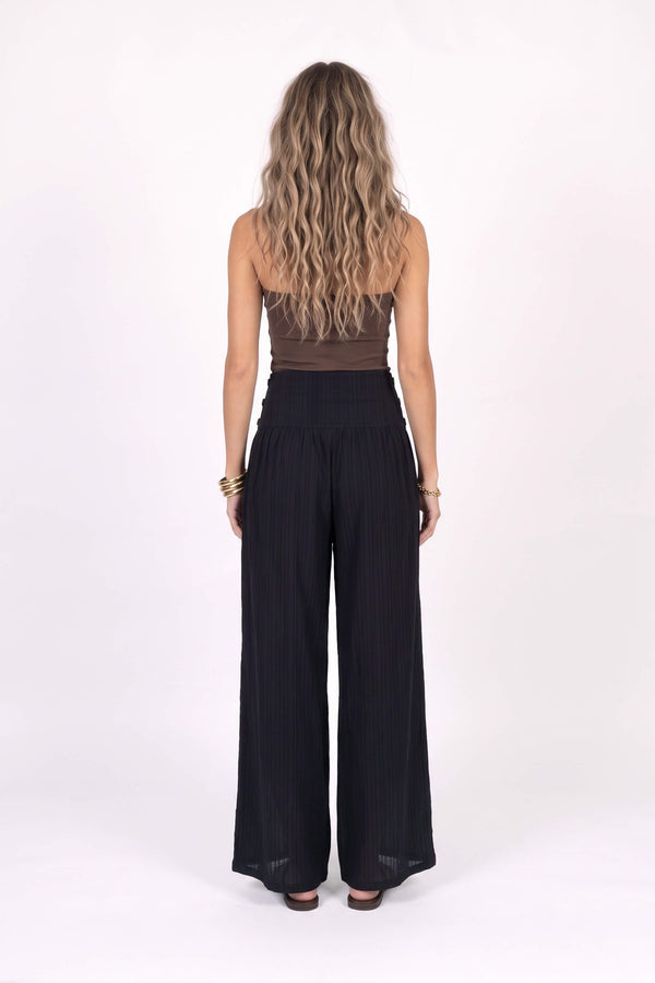 Gala High-Waist Button Wide-Leg Pantalón 731179 NEG - Reina Diaz