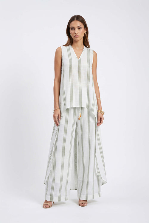 Gala Striped High-Low Sleeveless Blusa 554281 SAG - Reina Diaz