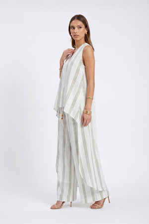 Gala Striped High-Low Sleeveless Blusa 554281 SAG - Reina Diaz